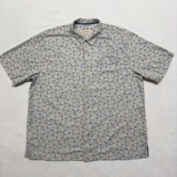 Tommy Bahama Mens Size XL Island Zone Geometric Tropical Hawaiian‎ Camp Shirt - Picture 1 of 11